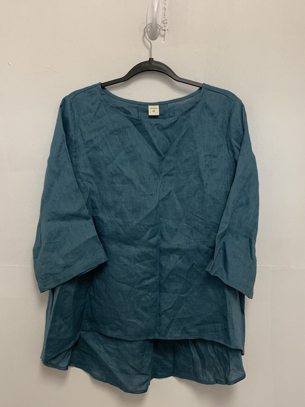 Lintico 100% Linen Teal Tunic Top Women’s M Lagenlook